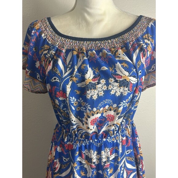 Kiki Larue Vibrant Short Sleeve Hi Lo Ruffle Dress Size Medium - Picture 7 of 11